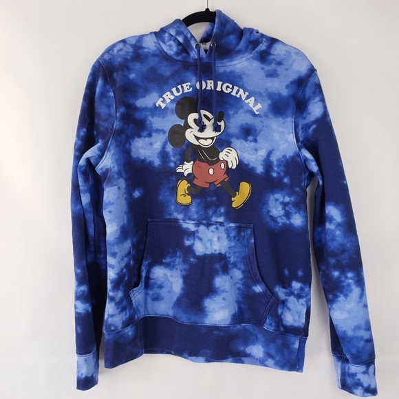 Disney Mickey Mouse Womens Hooded Sweater Pullover tie dye blue size M - Picture 1 of 5